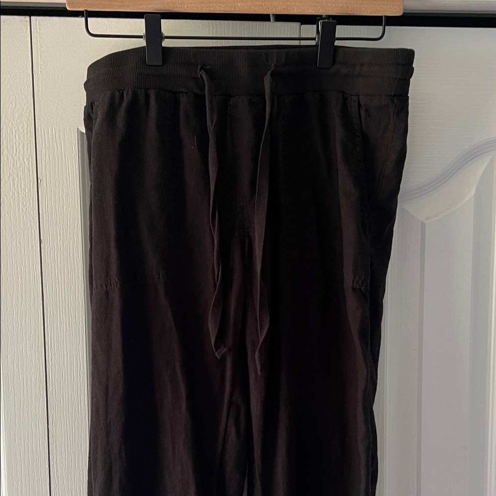 Caslon Linen Blend Black Straight Wide Leg Women's Pants Size XS - Picture 9 of 12